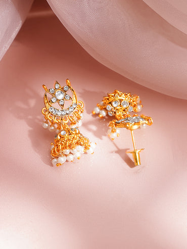 Kundan Pearl Crescent Floral Choker Set