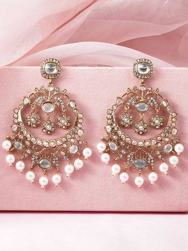 Graceful Grey Kundan Chandbali