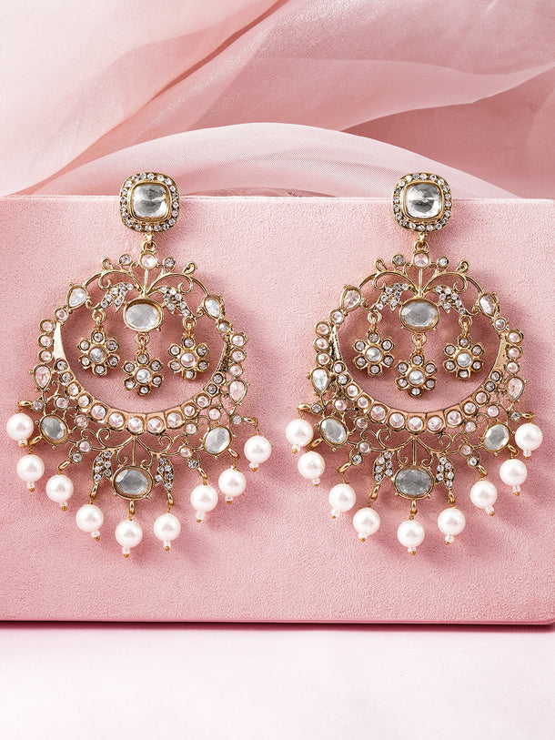 Graceful Grey Kundan Chandbali