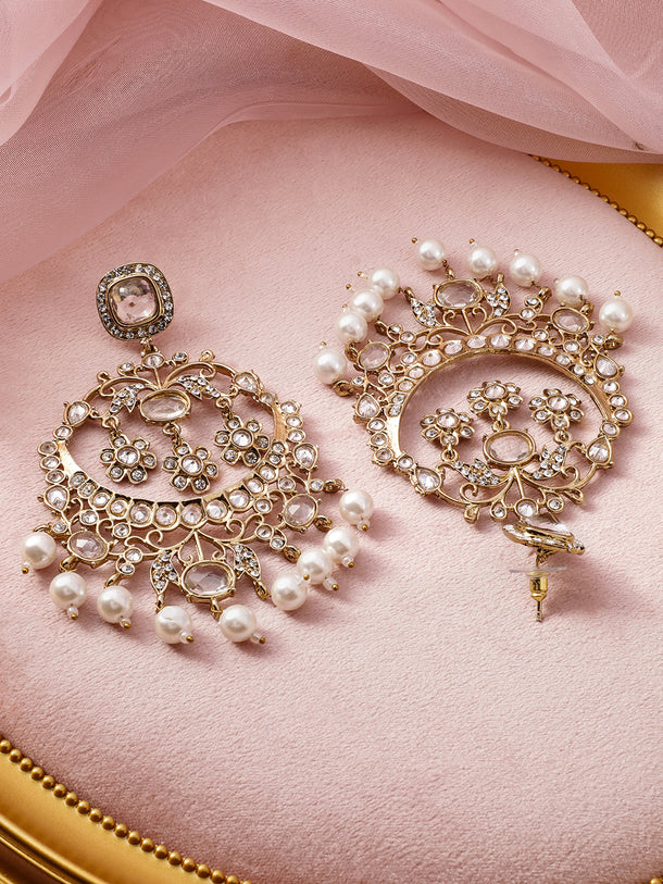Graceful Grey Kundan Chandbali