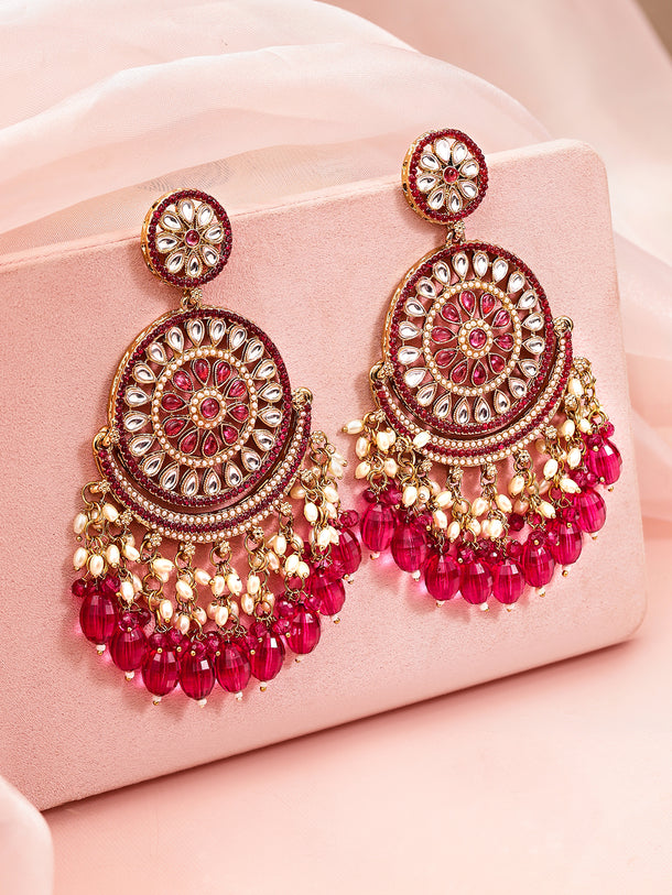 Rich Pink Traditional Danglers