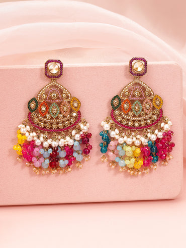 Rainbow Charm Kundan Beads Danglers