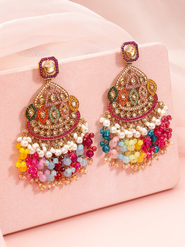 Rainbow Charm Kundan Beads Danglers