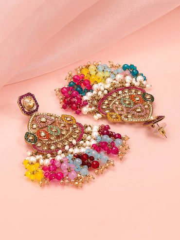 Rainbow Charm Kundan Beads Danglers