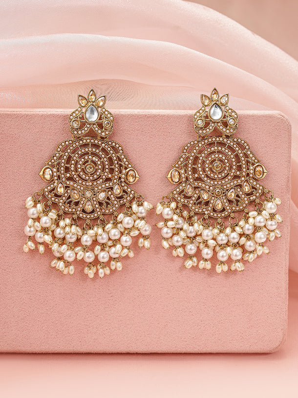 Lustrous Crystal with Pearl Drops Chandbali