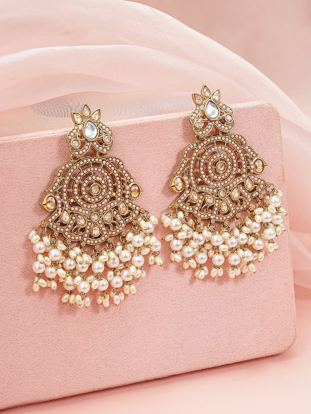 Lustrous Crystal with Pearl Drops Chandbali