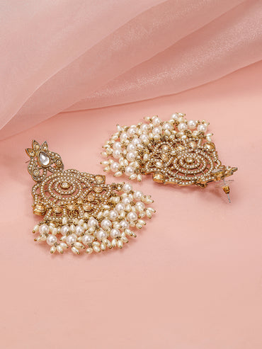 Lustrous Crystal with Pearl Drops Chandbali