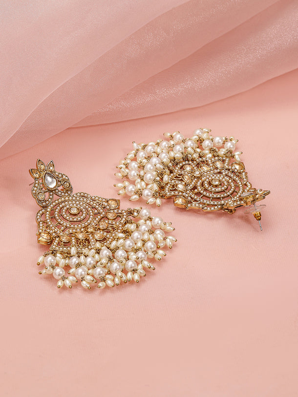 Lustrous Crystal with Pearl Drops Chandbali