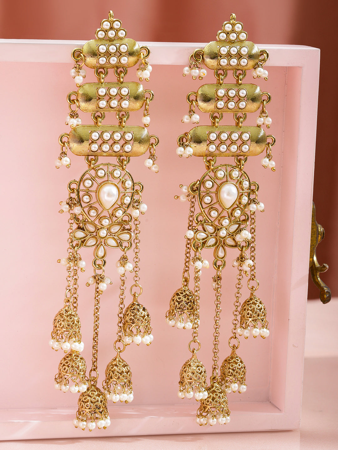 Polished Multi-Chain Kundan Jhumka