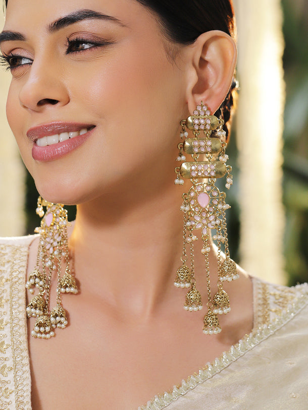Artisan Pink Kundan Jhumka with Tassel