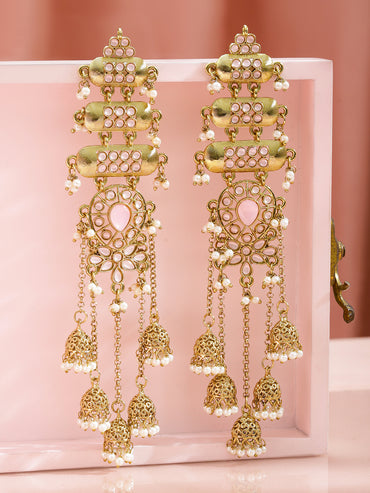 Artisan Pink Kundan Jhumka with Tassel