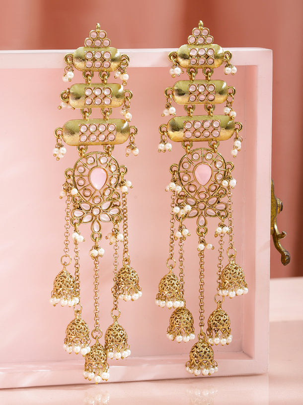Artisan Pink Kundan Jhumka with Tassel