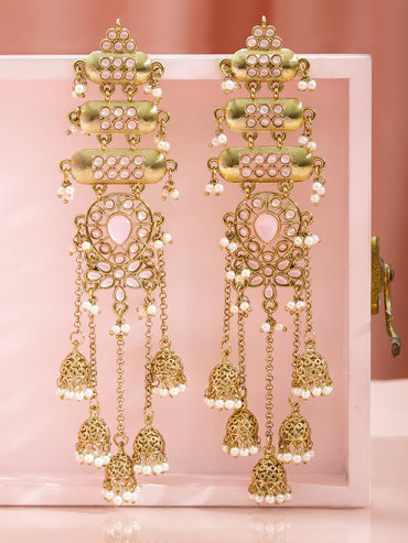 Artisan Pink Kundan Jhumka with Tassel