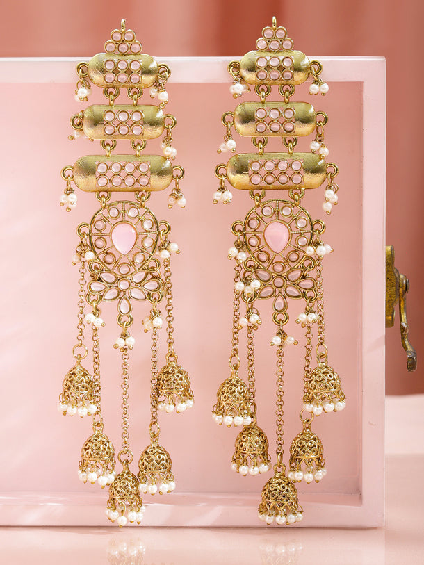 Artisan Pink Kundan Jhumka with Tassel