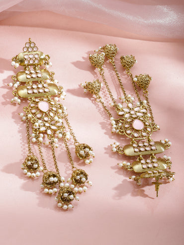 Artisan Pink Kundan Jhumka with Tassel