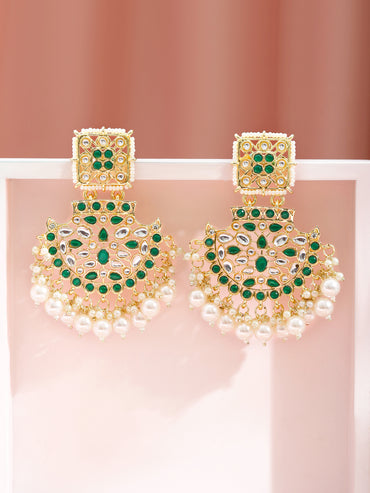 Bold Luxe Green & White Danglers