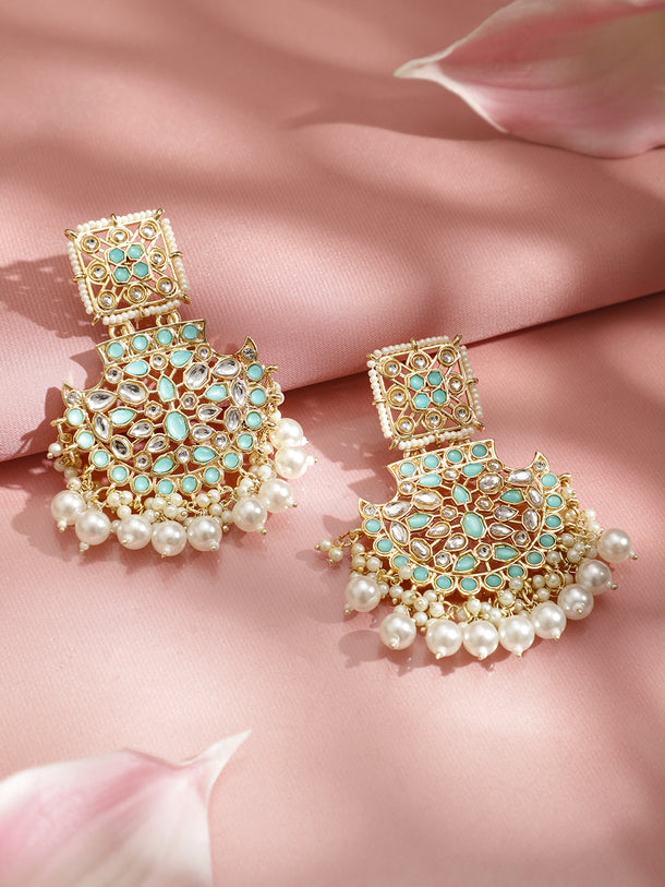 Soft Green Breeze with Pearl Drops Chandbali