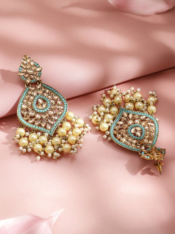 Blue Beaded Dangler Earrings