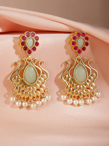 Graceful Pink & Mint Green Chandbali