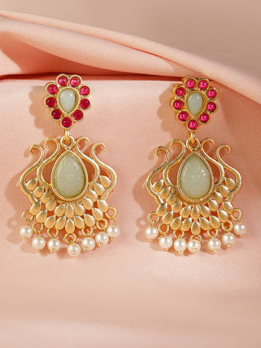 Graceful Pink & Mint Green Chandbali
