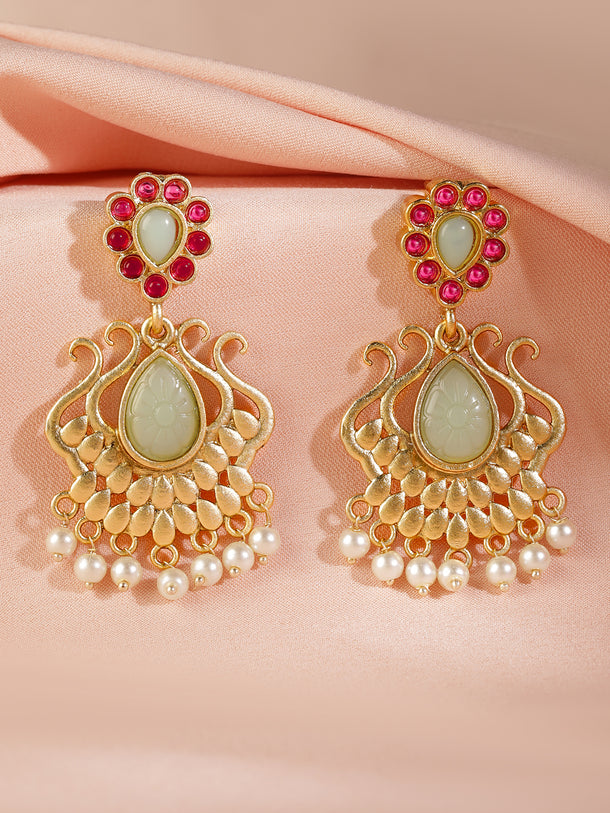 Graceful Pink & Mint Green Chandbali