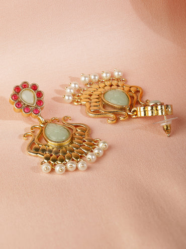 Graceful Pink & Mint Green Chandbali