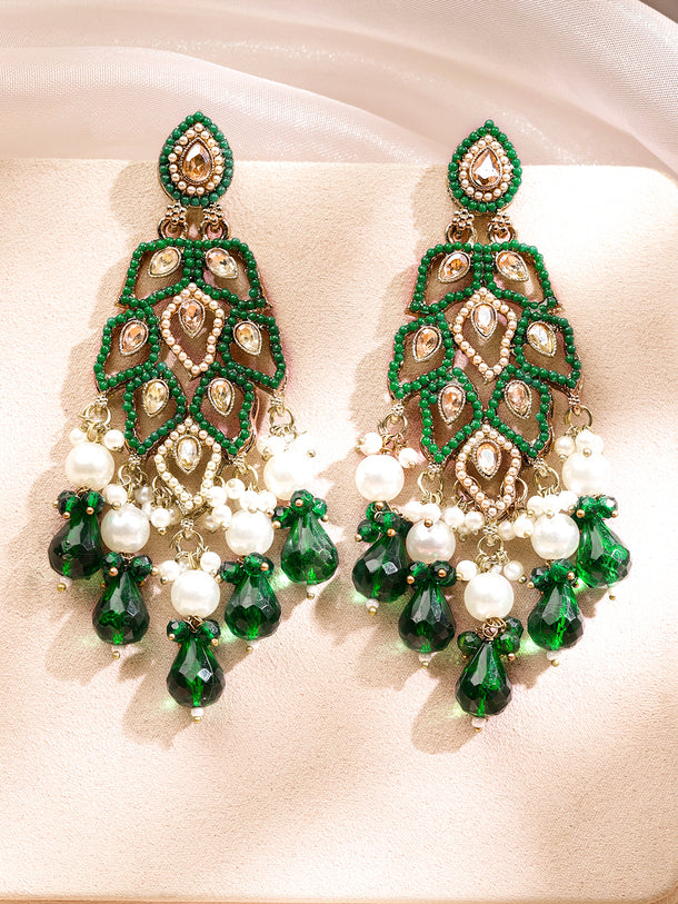 Heritage Green Kundan Danglers