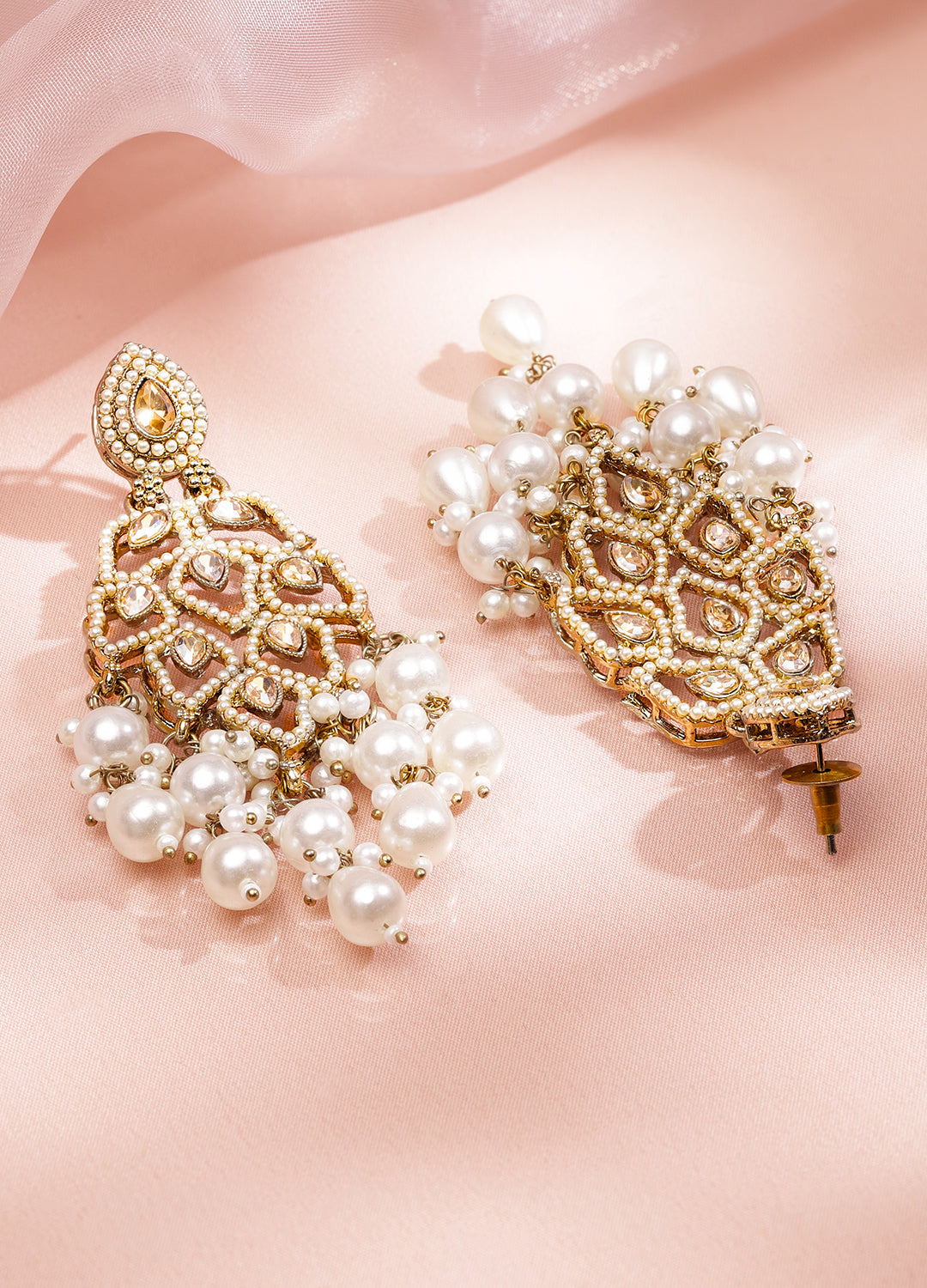 Golden Glow American Diamond Zirconia & Pearl Danglers