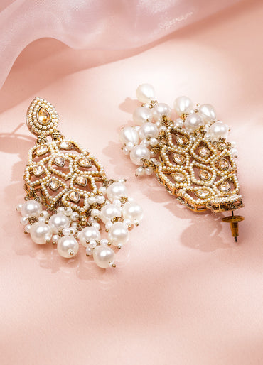 Golden Glow American Diamond Zirconia & Pearl Danglers