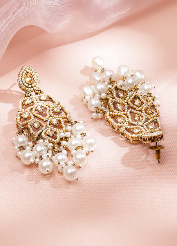 Golden Glow American Diamond Zirconia & Pearl Danglers