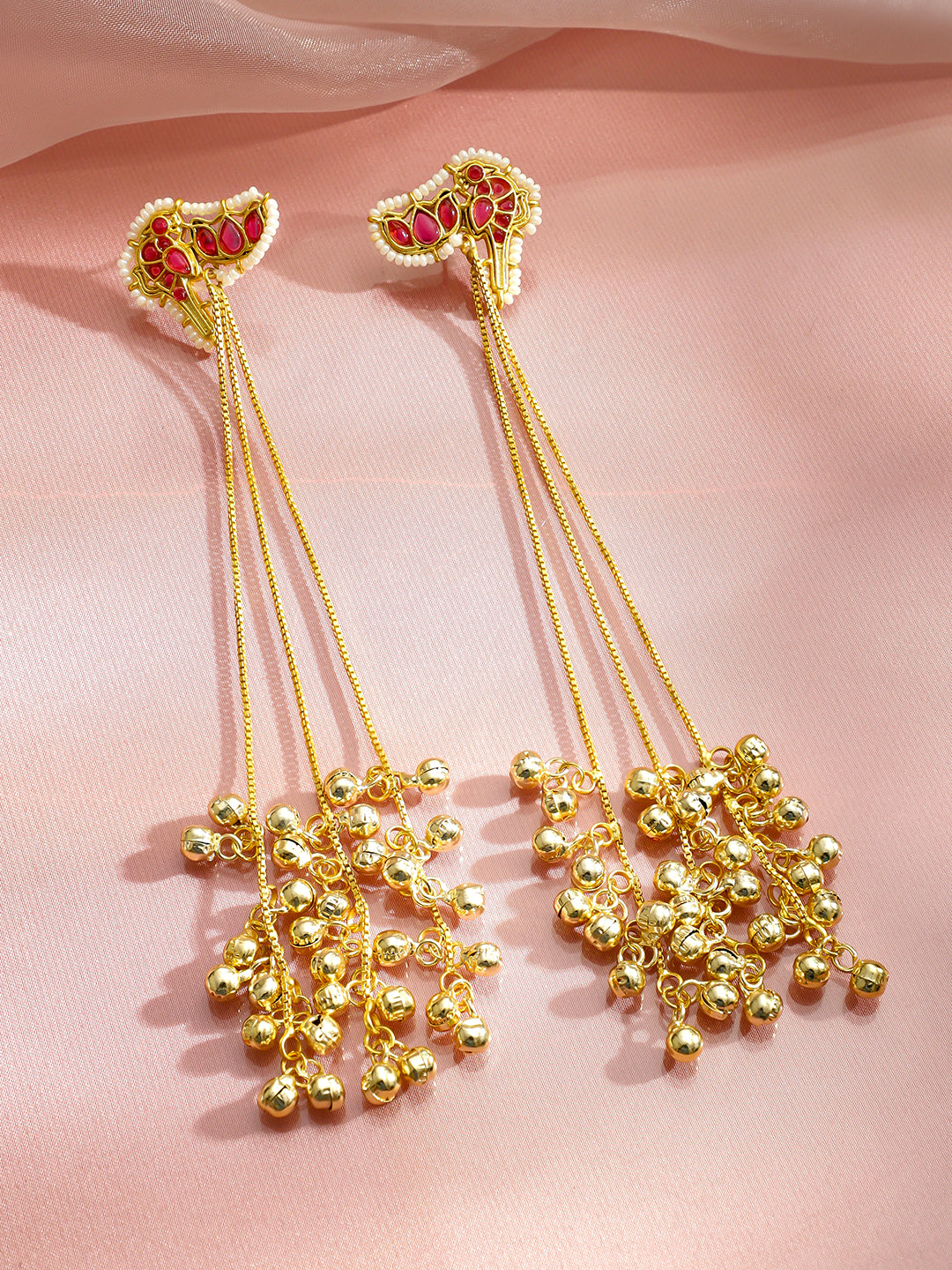 Duster Dangler Earrings With Gold Beads