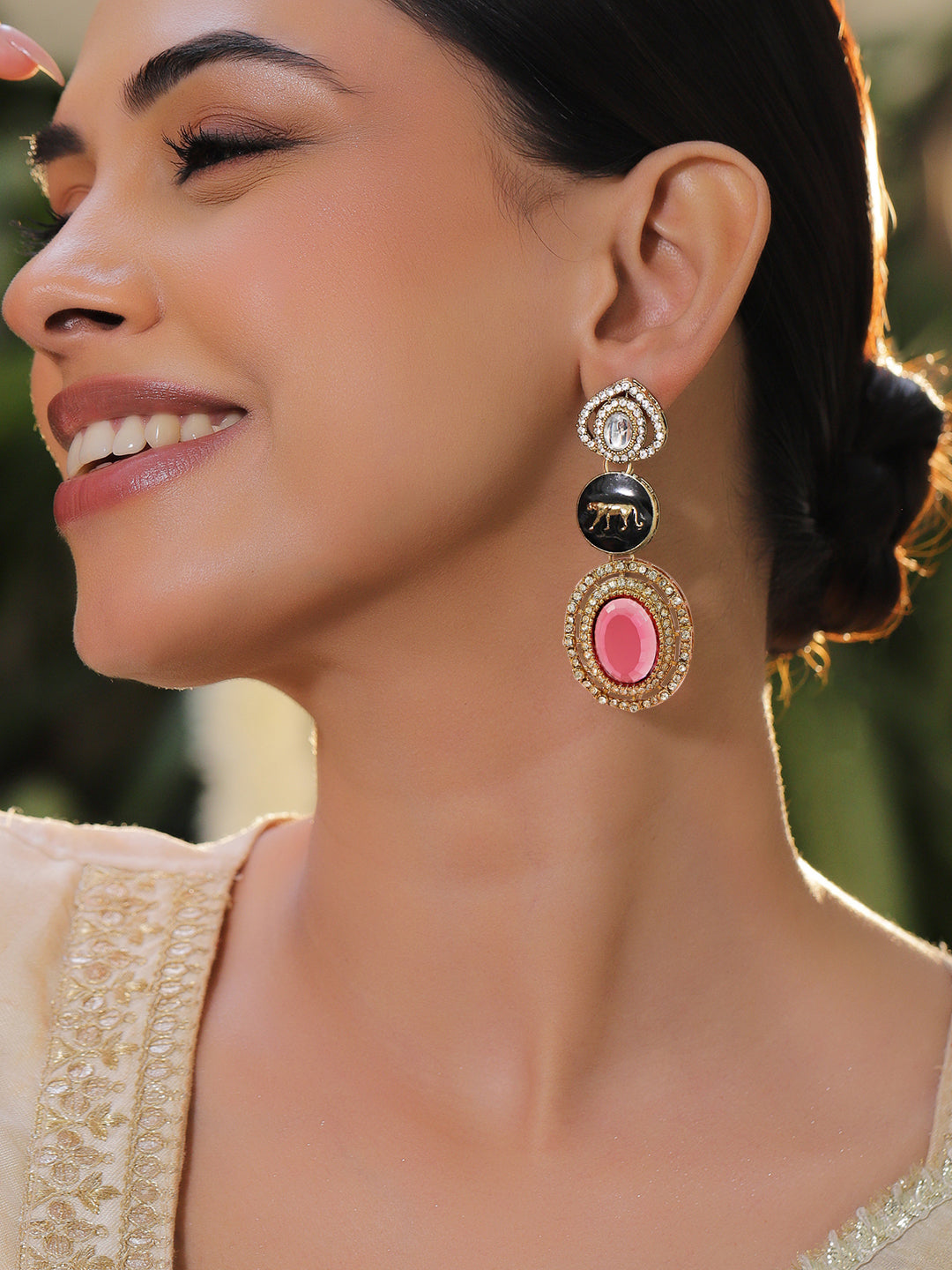 Luxe Fusion Black & Pink Earrings