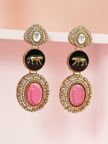 Luxe Fusion Black & Pink Earrings