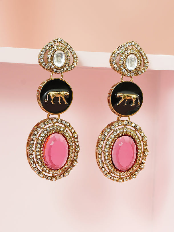 Luxe Fusion Black & Pink Earrings
