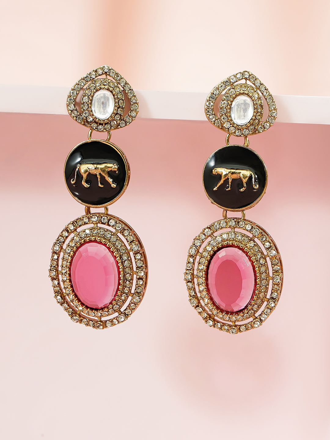 Luxe Fusion Black & Pink Earrings