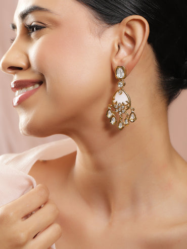 Antique Finish Kundan Chandelier