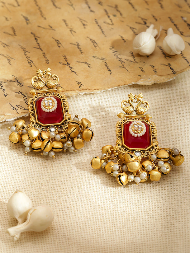 Classic Red Meenakari Ghungroo Chandelier