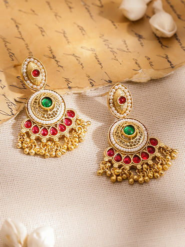 Festive Song Emerald & Ruby Chandbali
