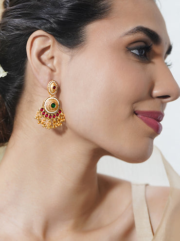 Festive Song Emerald & Ruby Chandbali