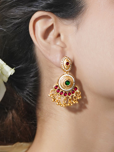 Festive Song Emerald & Ruby Chandbali