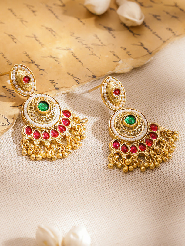 Festive Song Emerald & Ruby Chandbali
