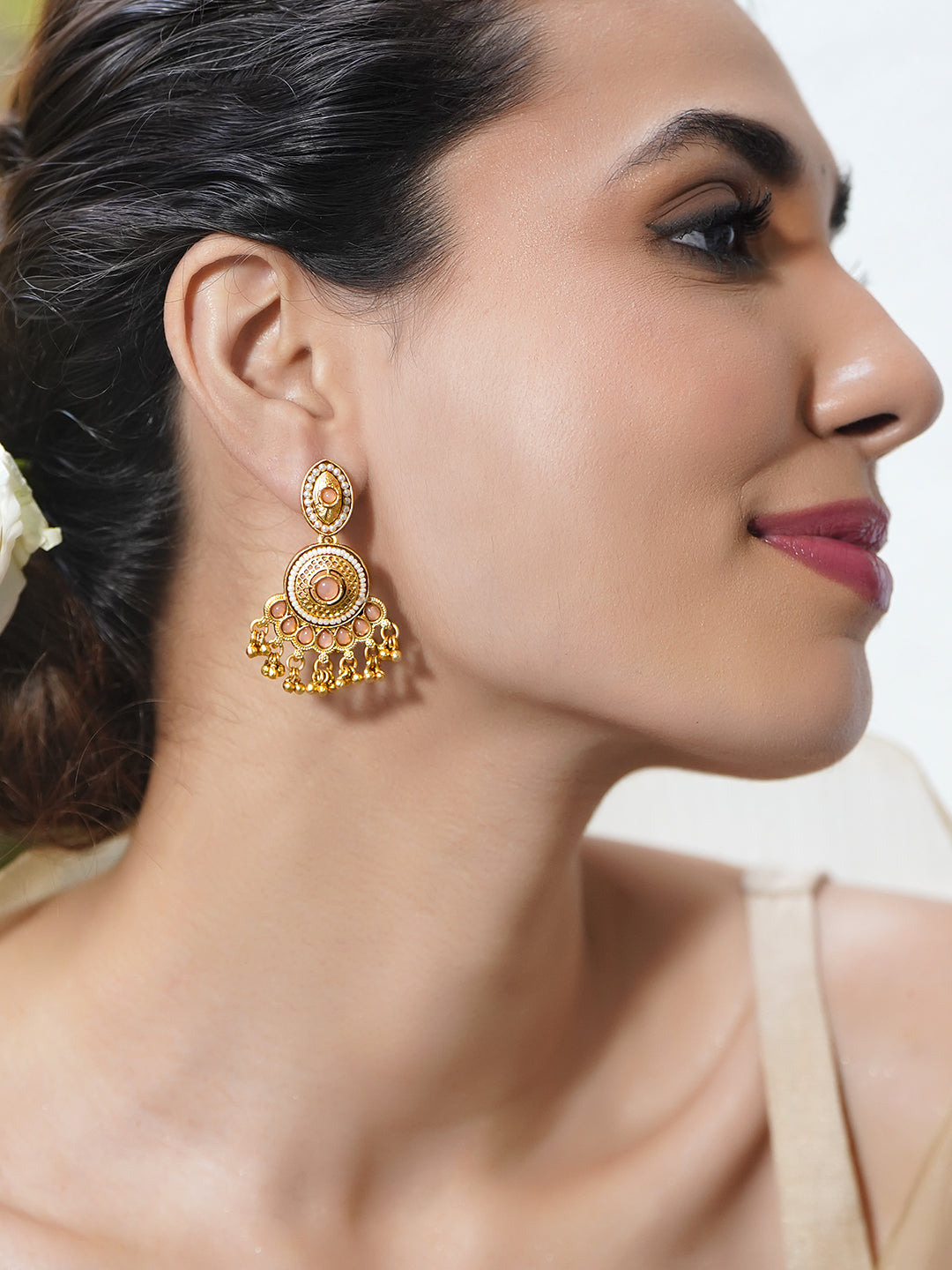 Peach Glow Luxe Chandbali