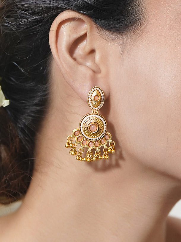 Peach Glow Luxe Chandbali