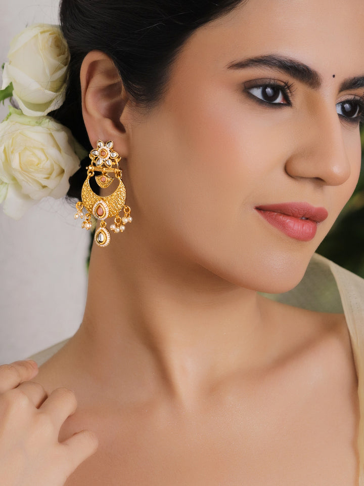 Golden Glam Light Pink Chandbali