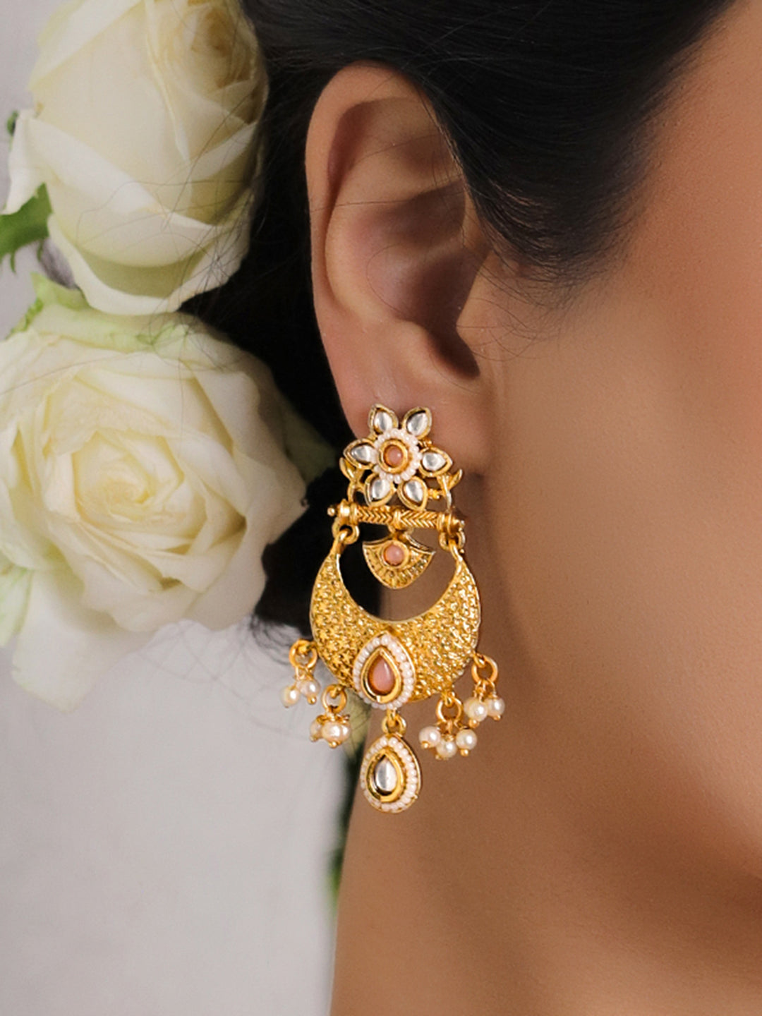 Golden Glam Light Pink Chandbali