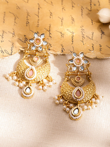 Golden Glam Light Pink Chandbali
