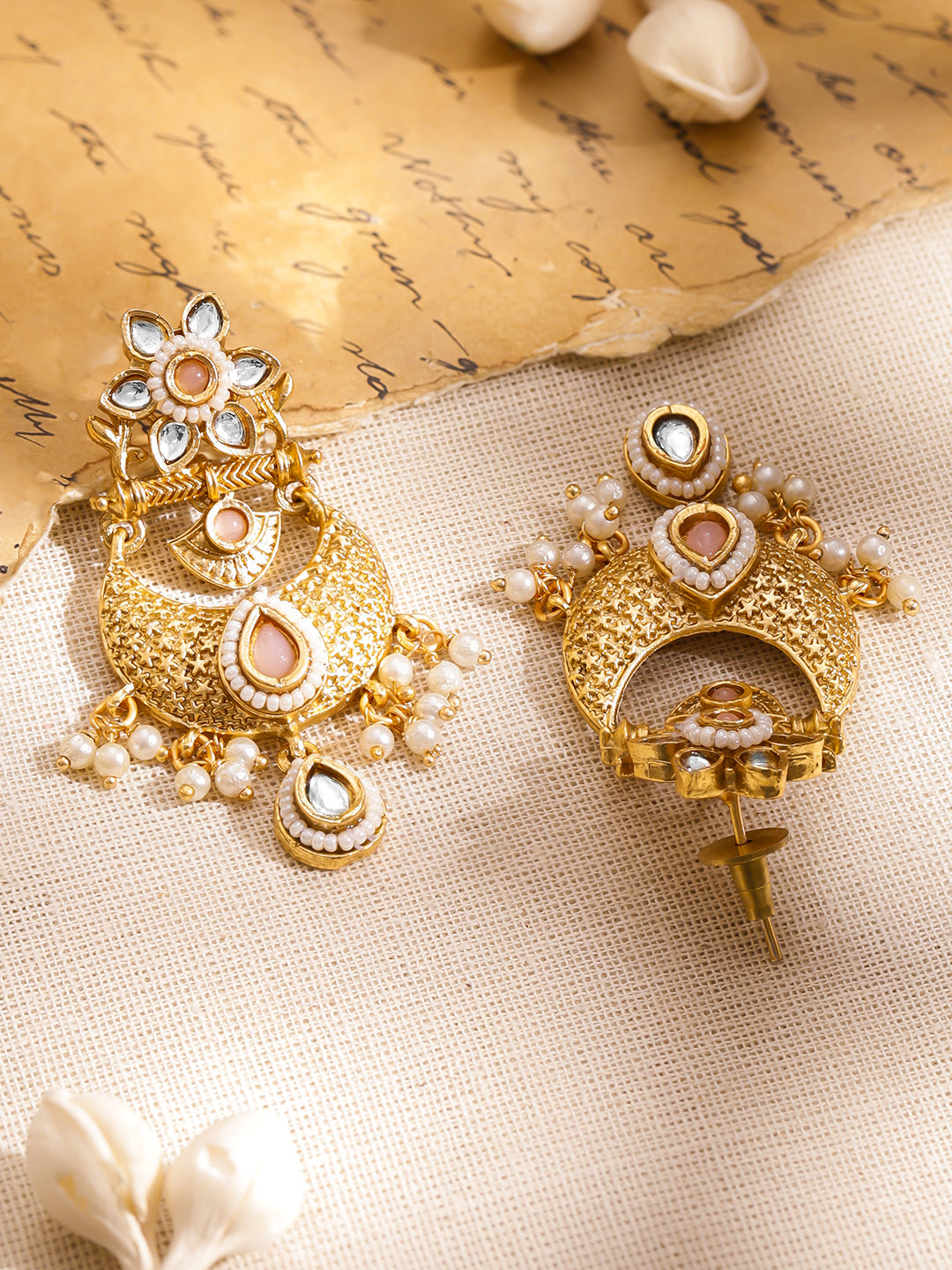 Golden Glam Light Pink Chandbali
