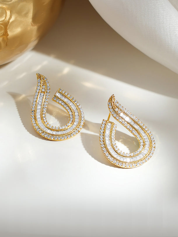 Gold Plated Crystal Layered Teardrop Earrings