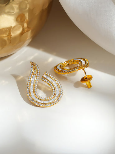 Gold Plated Crystal Layered Teardrop Earrings