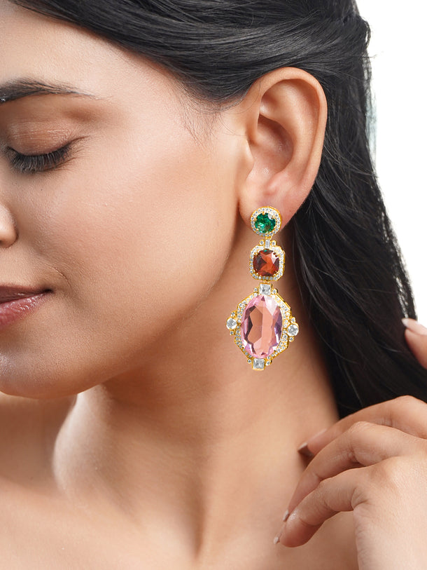 Multicolour Crystal Luxe Statement Earrings